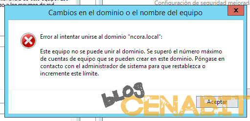 Error al intentar unirse al dominio windows 10